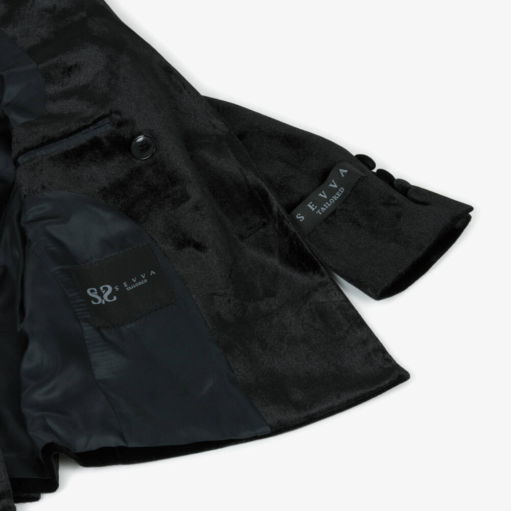 Sevva-Boys Velvet Black Tuxedo Set | Childrensalon Outlet