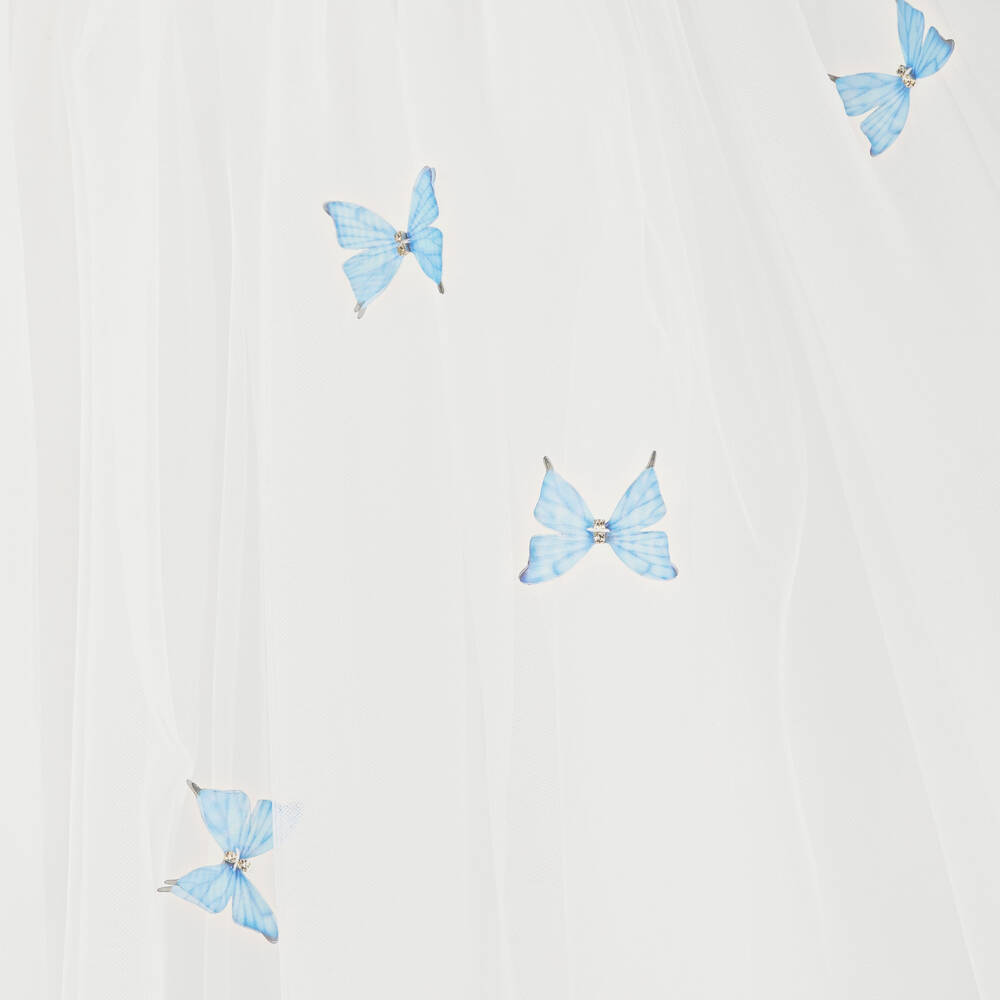 Sevva-Платье из синего и кремового тюля с бабочками для девочек | Childrensalon Outlet