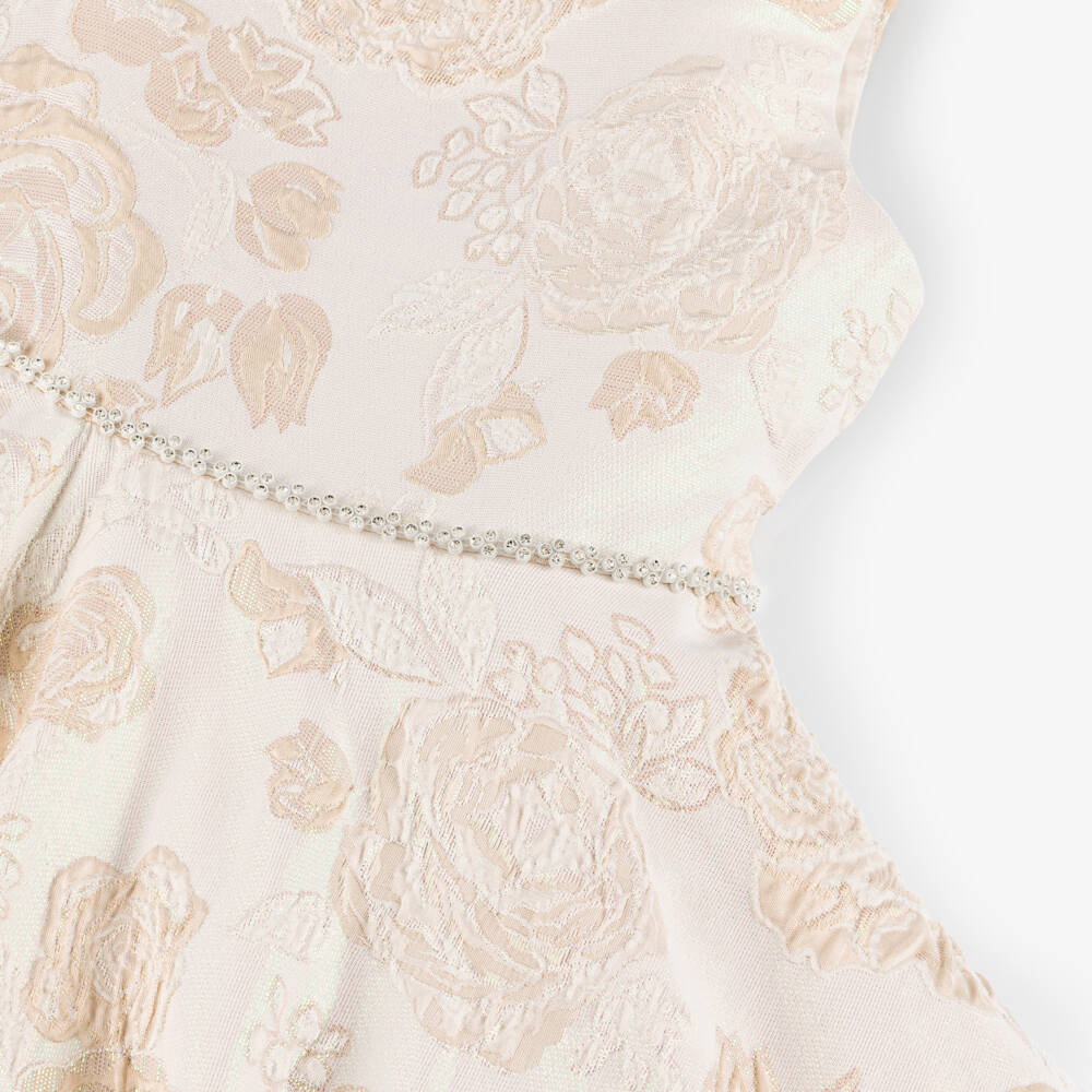 Sevva-Girls Champagne Floral Brocade Dress | Childrensalon Outlet