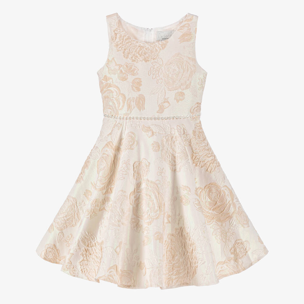 Sevva-Girls Champagne Floral Brocade Dress | Childrensalon Outlet
