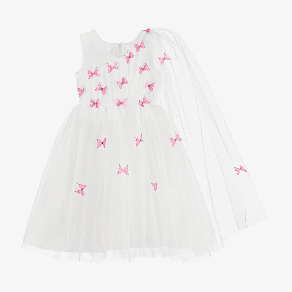 Sevva-Girls Delicate Pink Butterfly Gown | Childrensalon Outlet