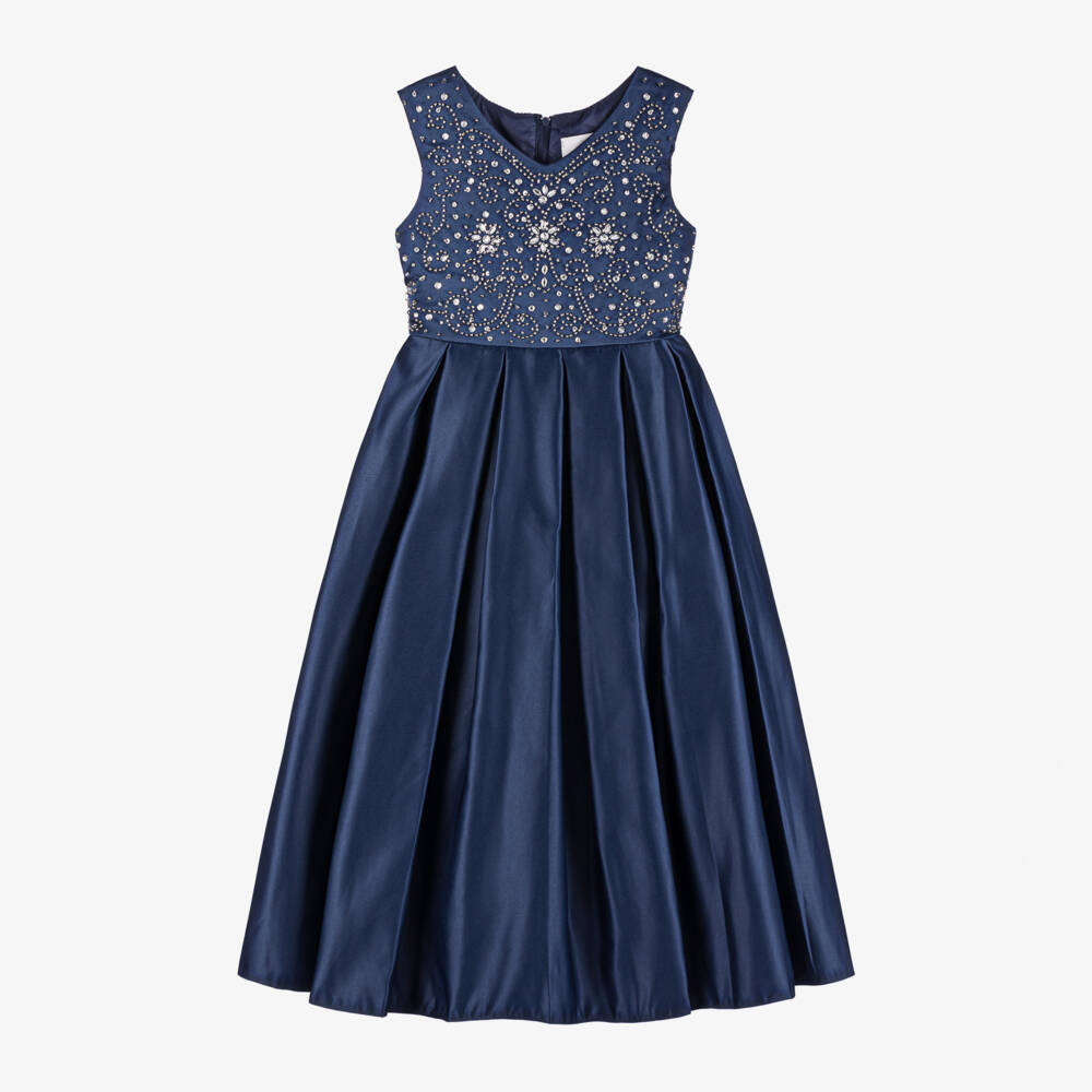 Sevva-Girls Elegant Navy Satin Gown | Childrensalon Outlet