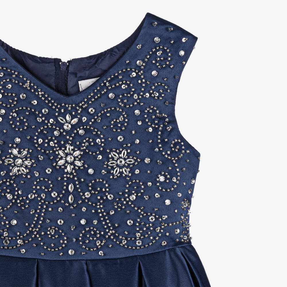 Sevva-Элегантное синее атласное платье для девочек | Childrensalon Outlet