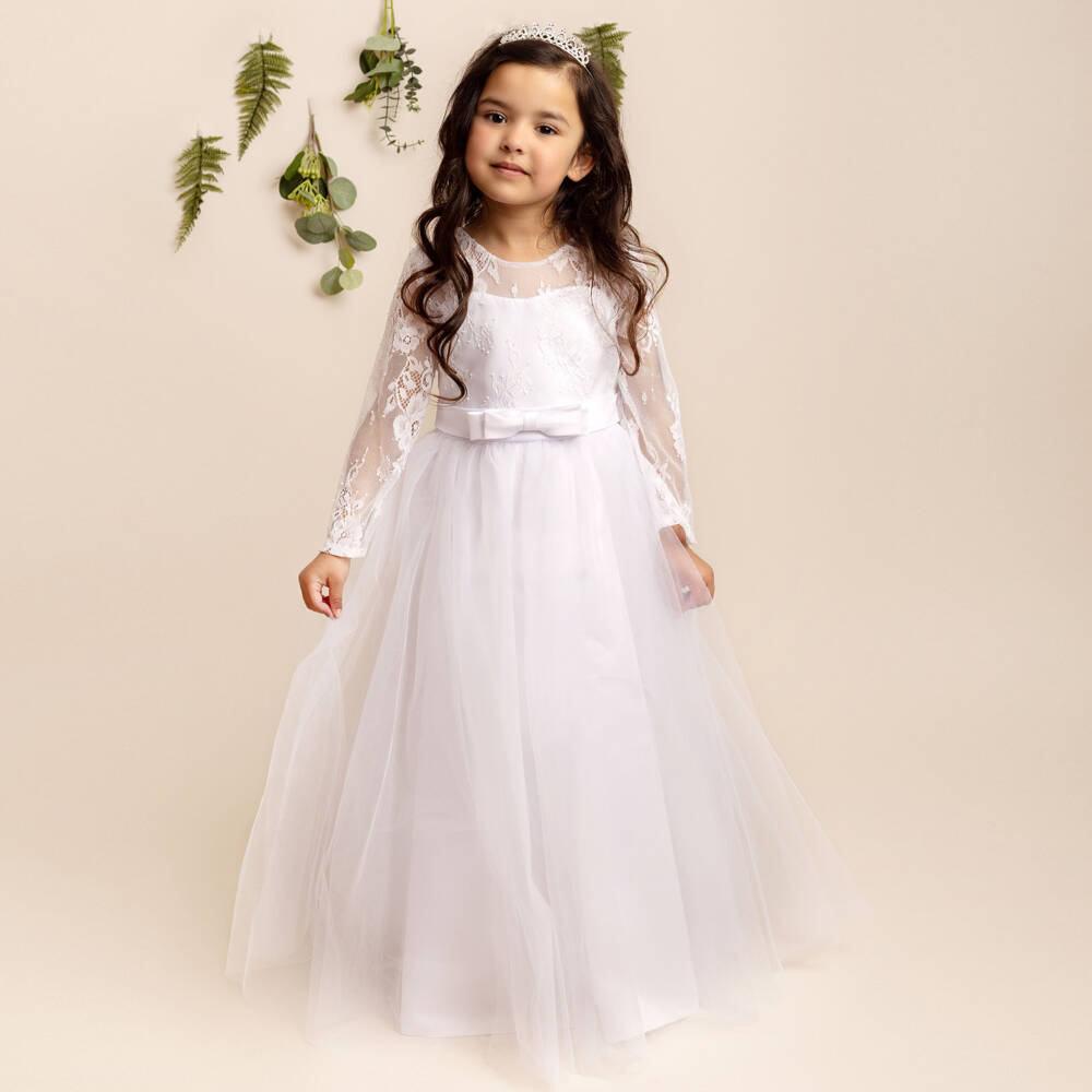 Sevva-Элегантное белое кружевное платье для девочек | Childrensalon Outlet