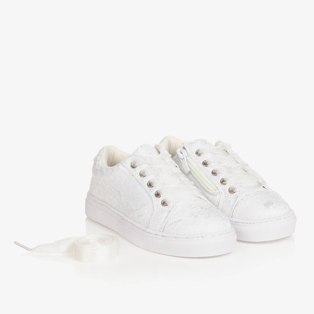 Sevva-Girls Elegant White Lace Sneakers | Childrensalon Outlet