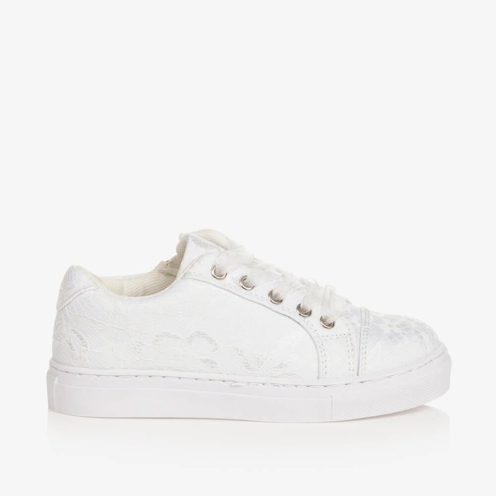 Sevva-Girls Elegant White Lace Sneakers | Childrensalon Outlet