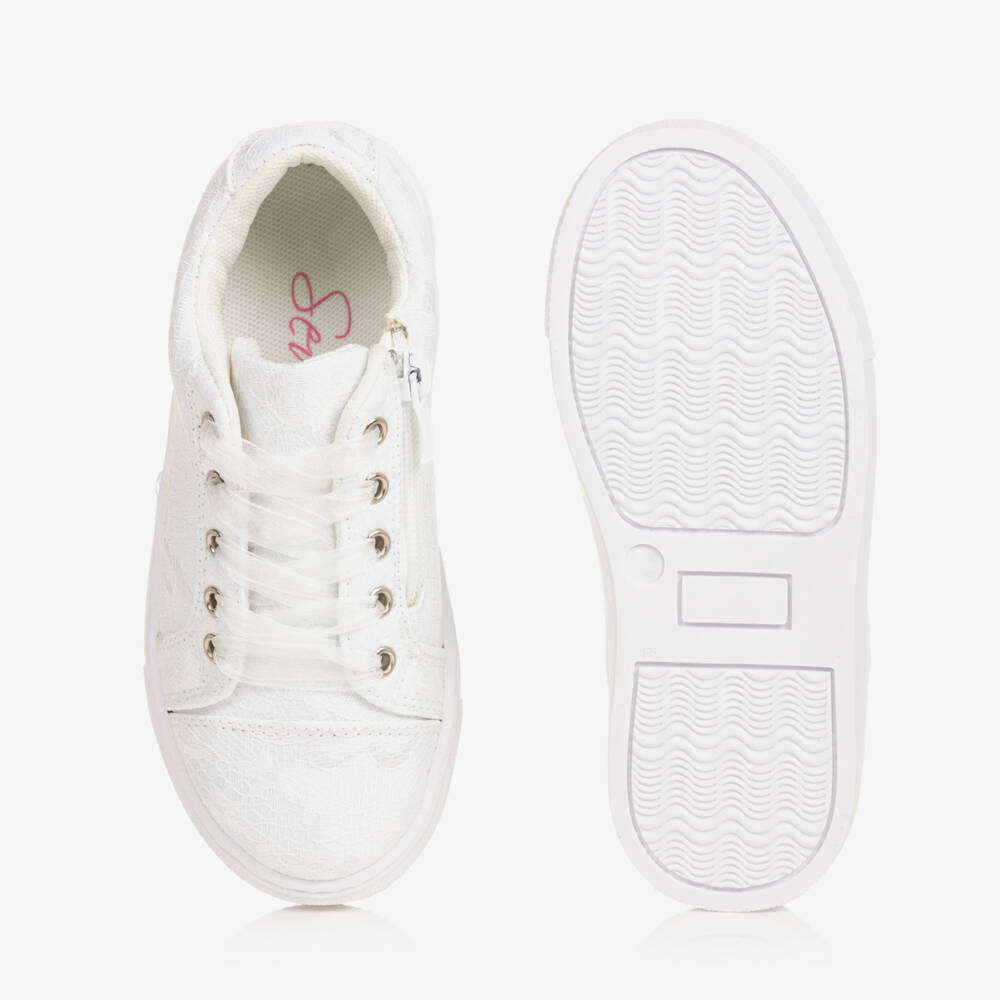 Sevva-Girls Elegant White Lace Sneakers | Childrensalon Outlet