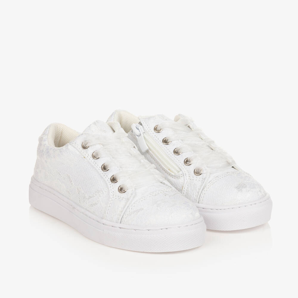 Sevva-Girls Elegant White Lace Sneakers | Childrensalon Outlet