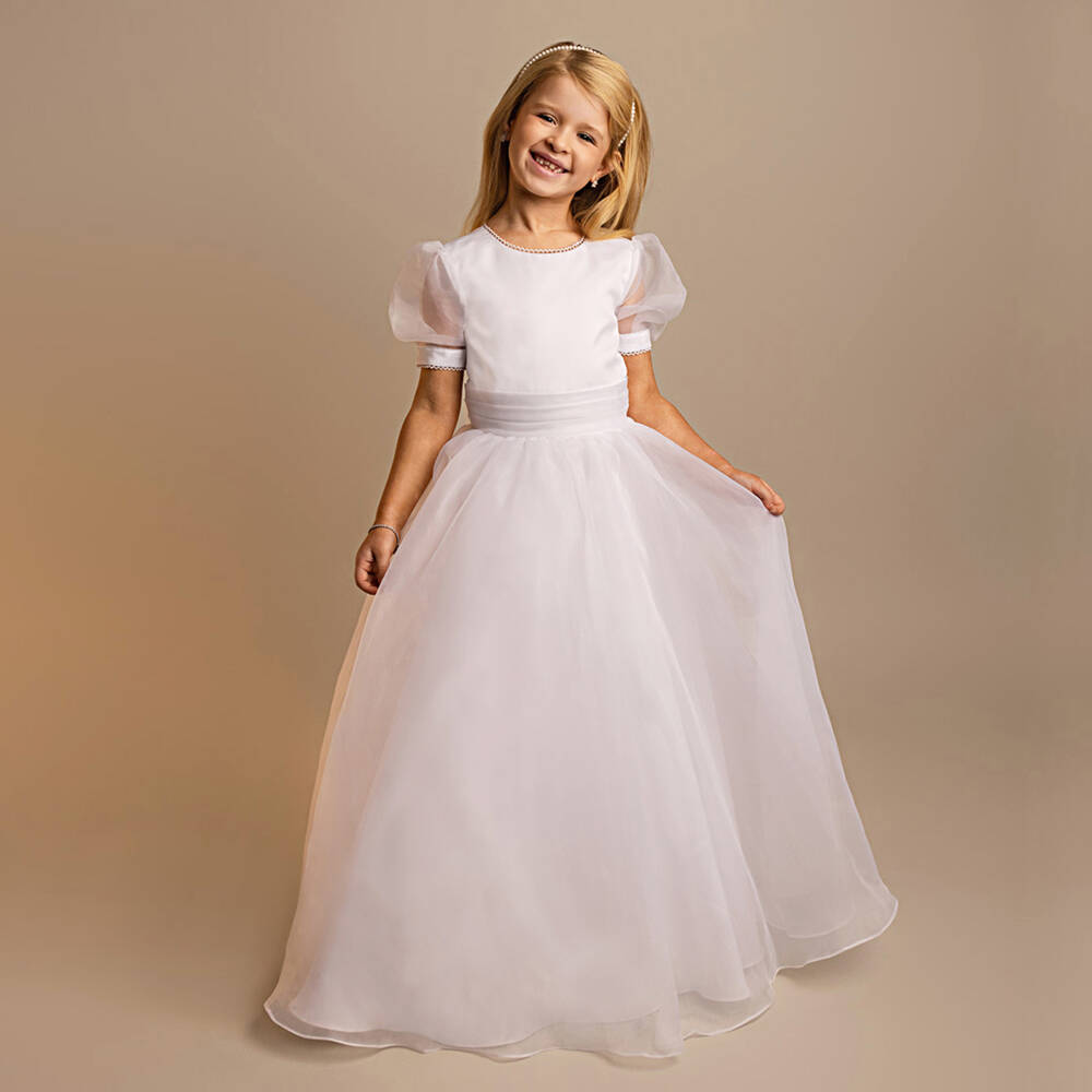 Sevva-Элегантное белое платье из органзы для девочек | Childrensalon Outlet