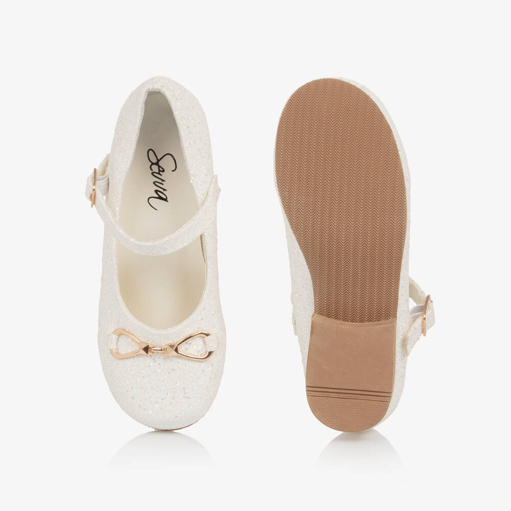 Sevva-Girls Glittery White Buckle Shoes | Childrensalon Outlet