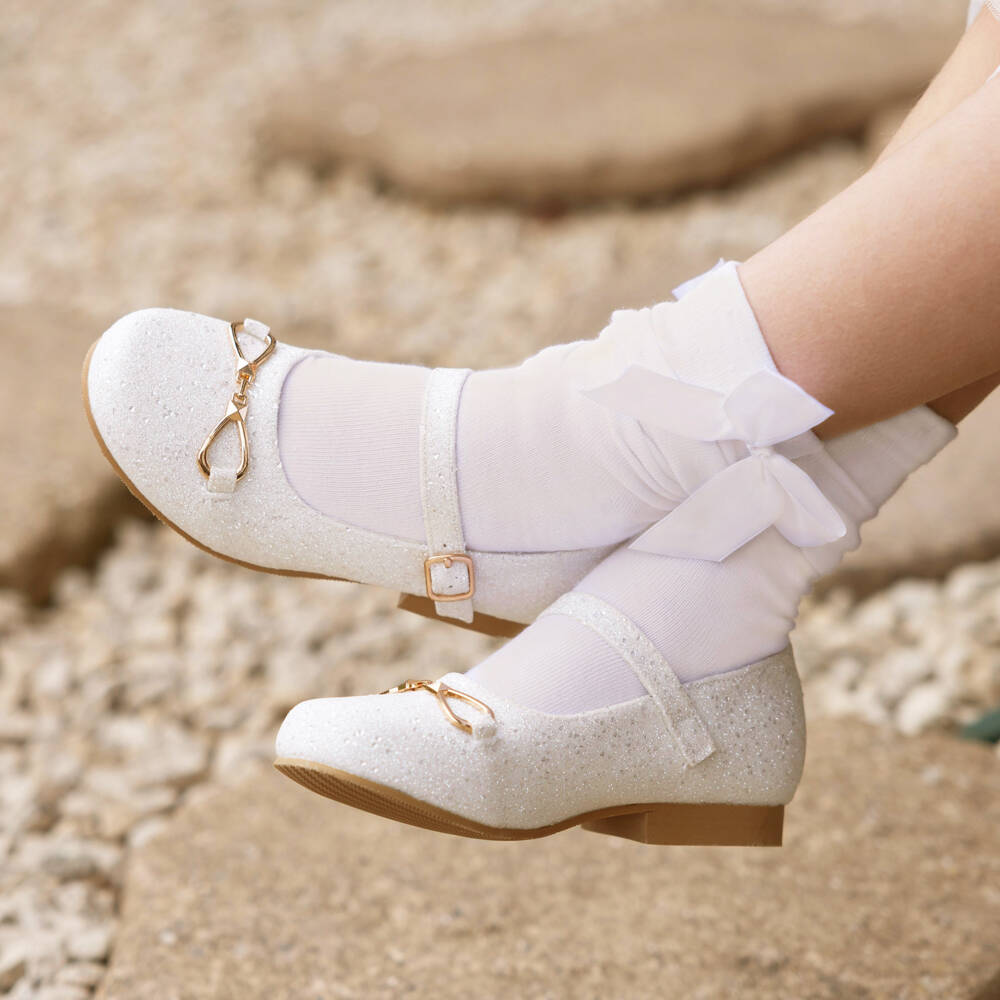 Sevva-Girls Glittery White Buckle Shoes | Childrensalon Outlet