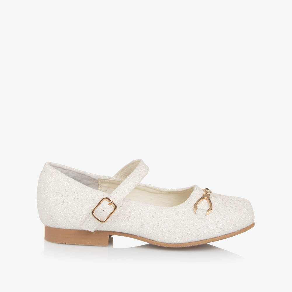 Sevva-Girls Glittery White Buckle Shoes | Childrensalon Outlet