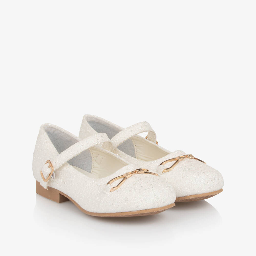 Sevva-Girls Glittery White Buckle Shoes | Childrensalon Outlet