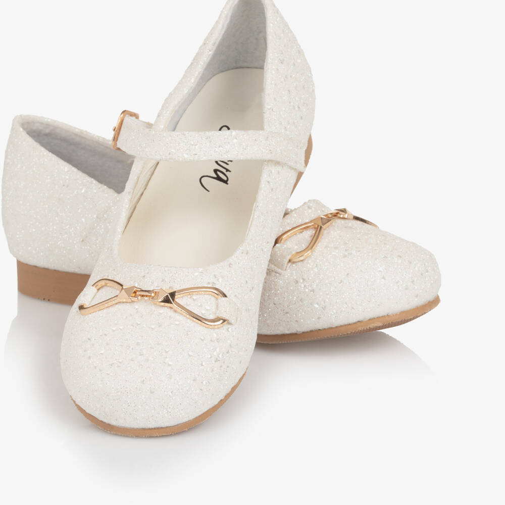 Sevva-Girls Glittery White Buckle Shoes | Childrensalon Outlet
