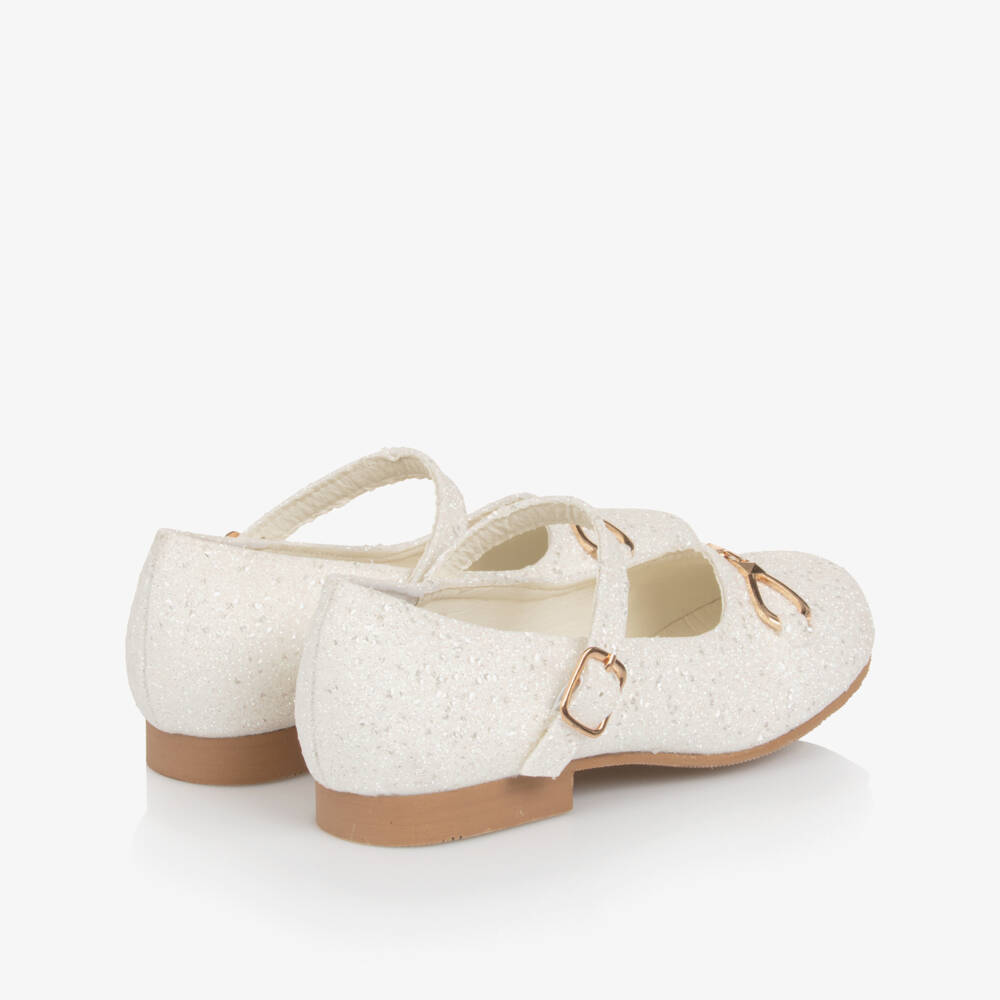 Sevva-Girls Glittery White Buckle Shoes | Childrensalon Outlet