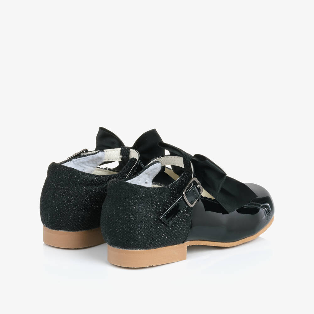 Sevva-Girls Glossy Black Bow Shoes | Childrensalon Outlet