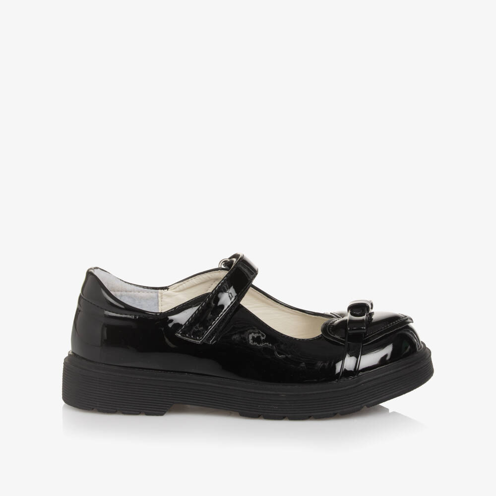 Sevva-Girls Glossy Black Heart Shoes | Childrensalon Outlet