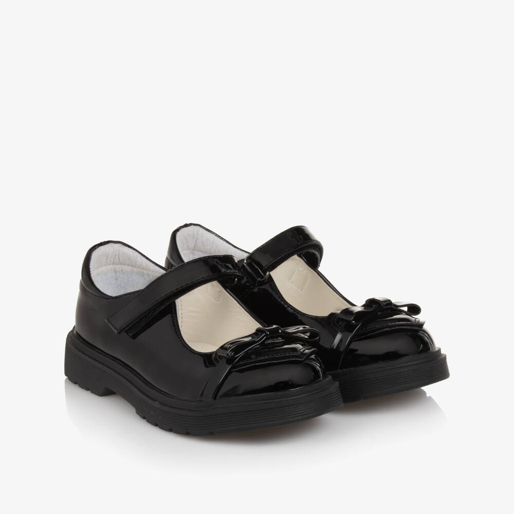 Sevva-Girls Glossy Black Heart Shoes | Childrensalon Outlet