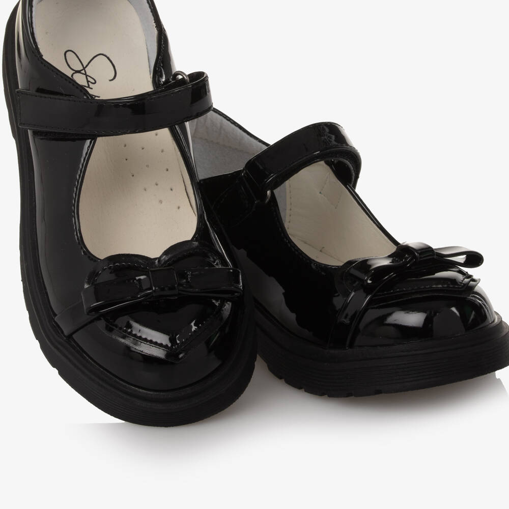 Sevva-Girls Glossy Black Heart Shoes | Childrensalon Outlet