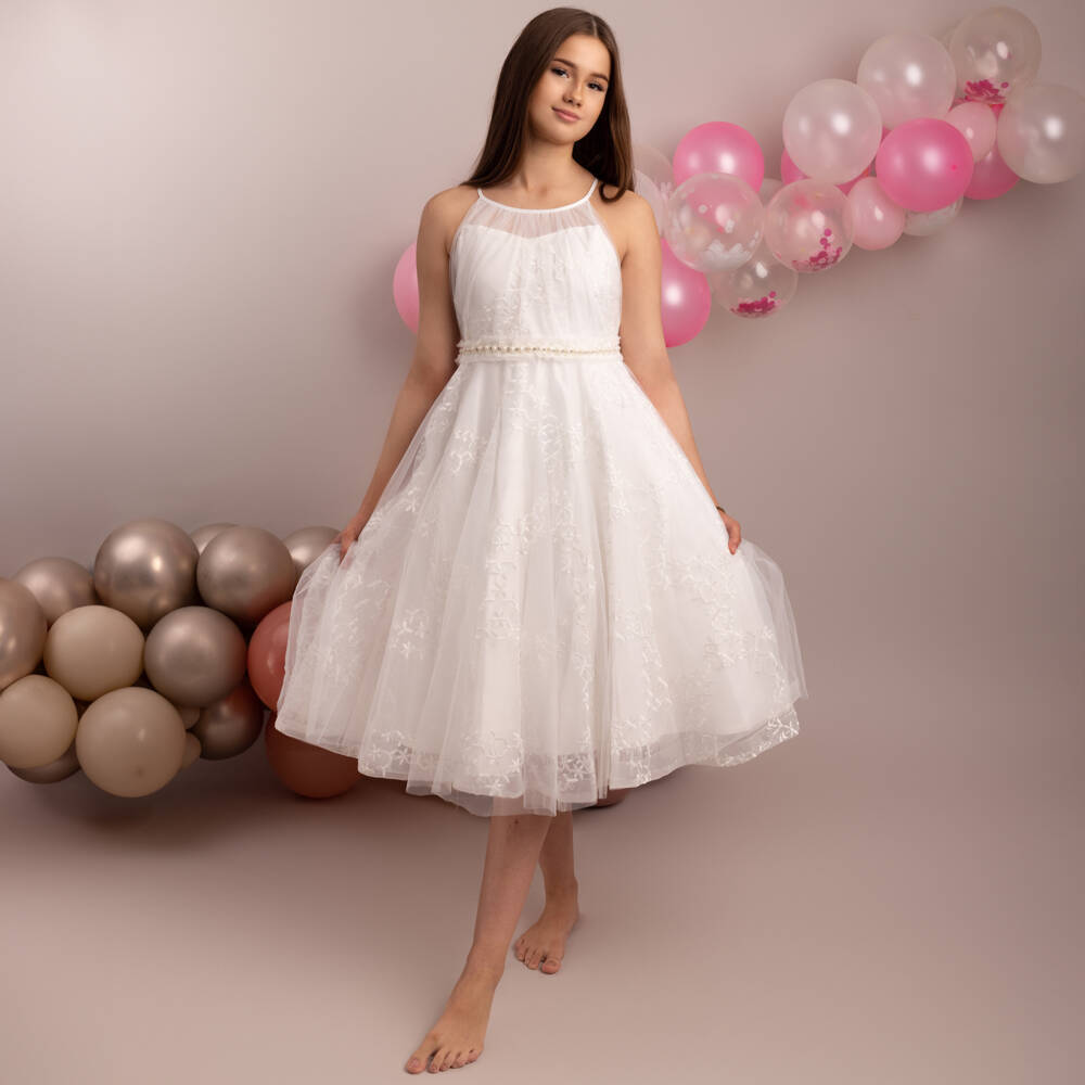 Sevva-Girls Ivory Floral Organza Gown | Childrensalon Outlet