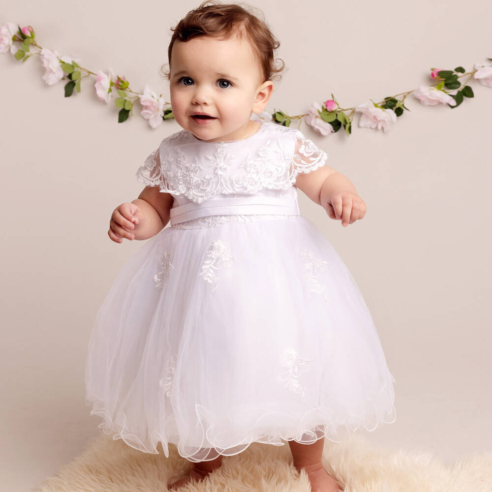 Sevva-فستان تول عاجي مزين بالورود للبنات | Childrensalon Outlet
