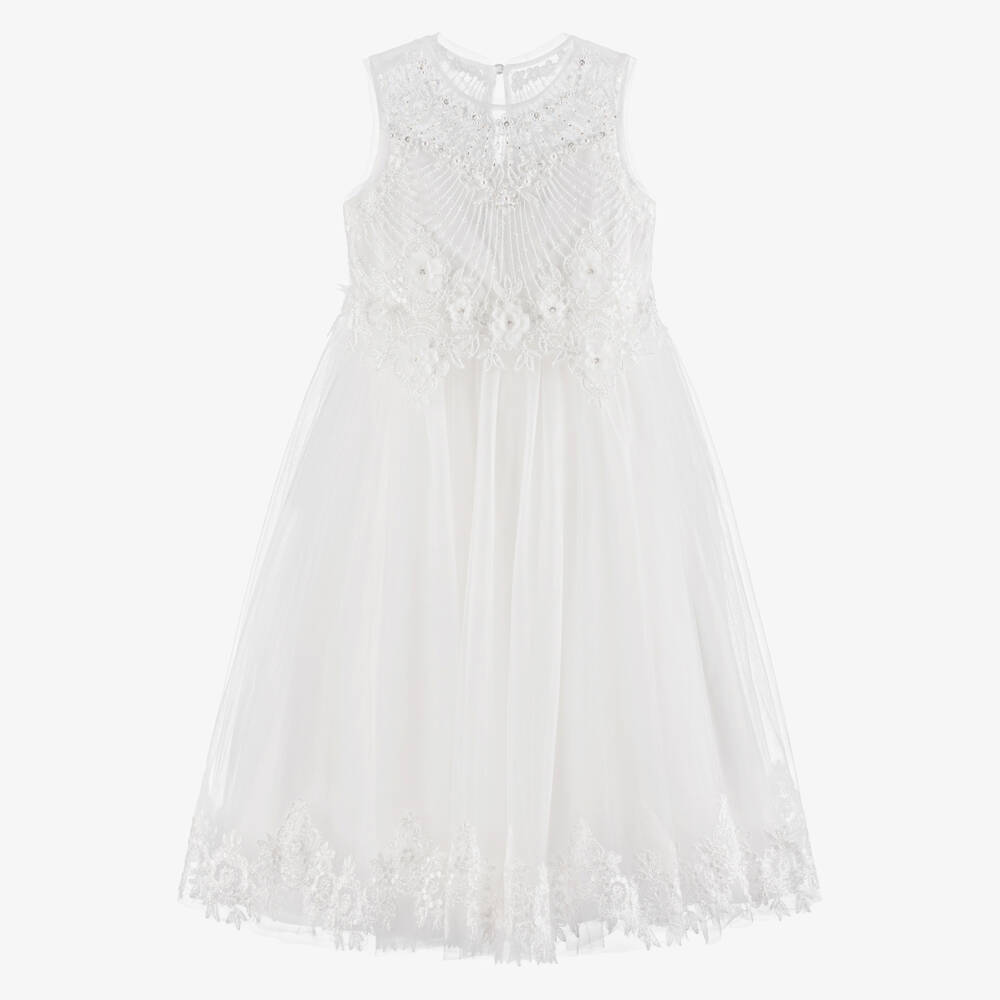 Sevva-Кремовое кружевное платье из тюля для девочек | Childrensalon Outlet