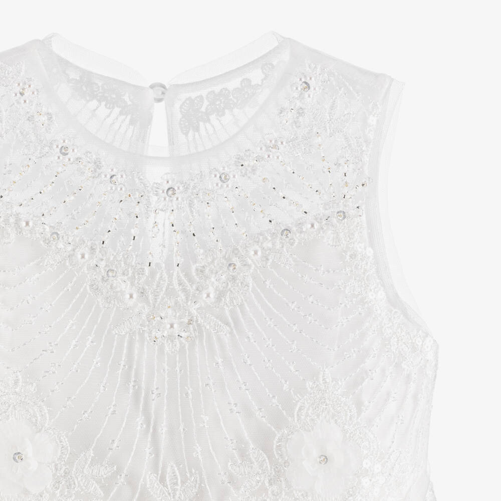 Sevva-Кремовое кружевное платье из тюля для девочек | Childrensalon Outlet
