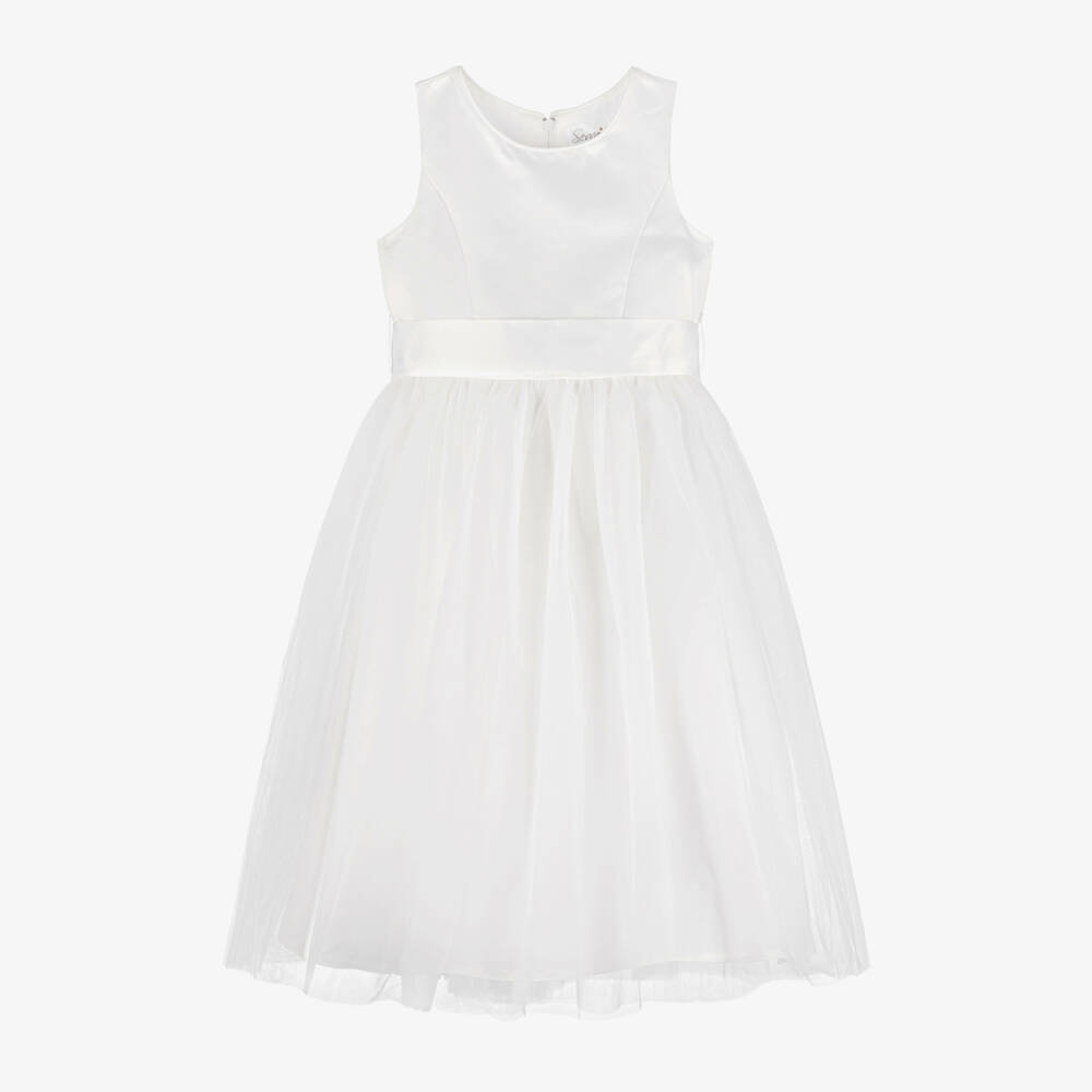 Sevva-Кремовое атласное платье из тюля для девочек | Childrensalon Outlet
