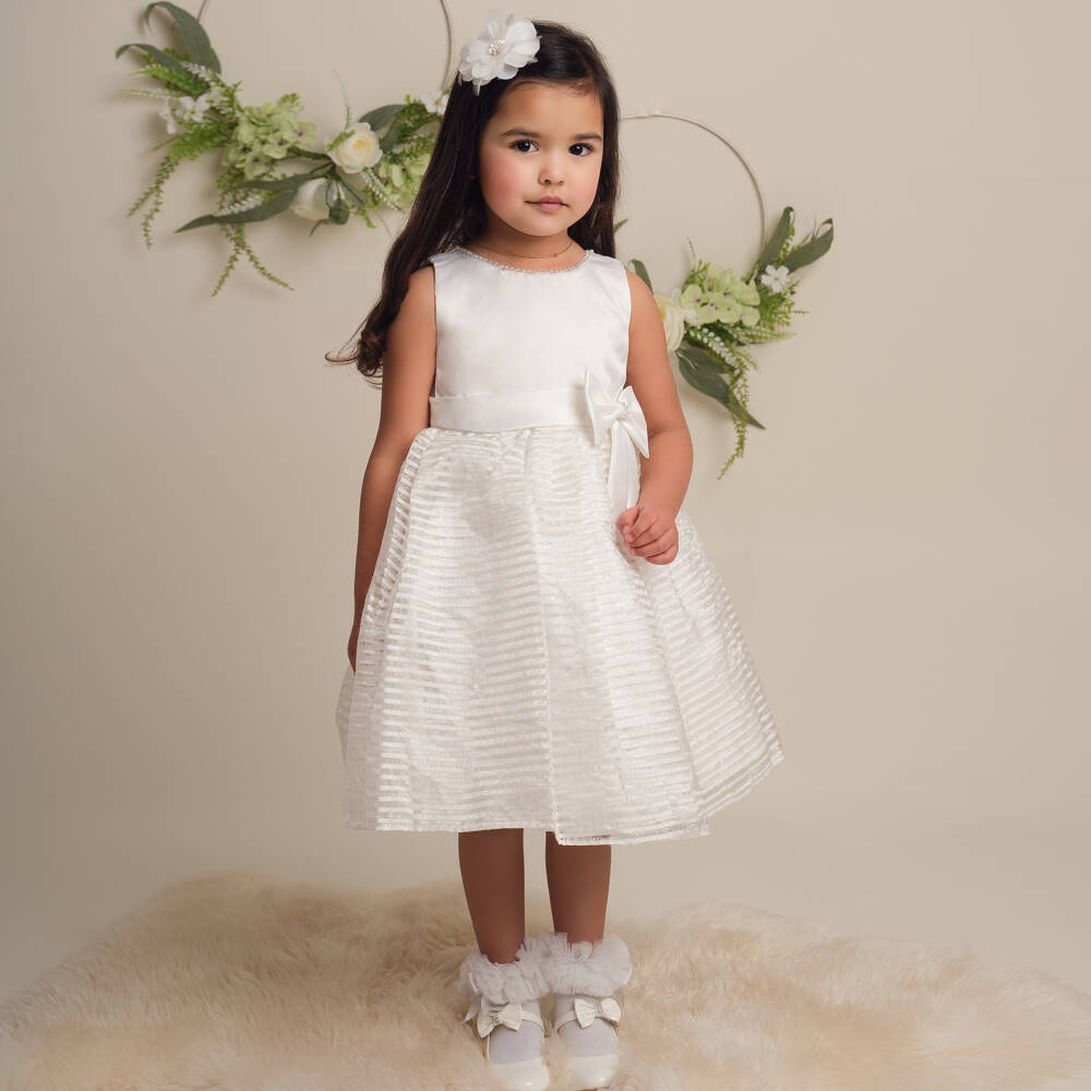Sevva-Girls Ivory Satin & Tulle Gown | Childrensalon Outlet