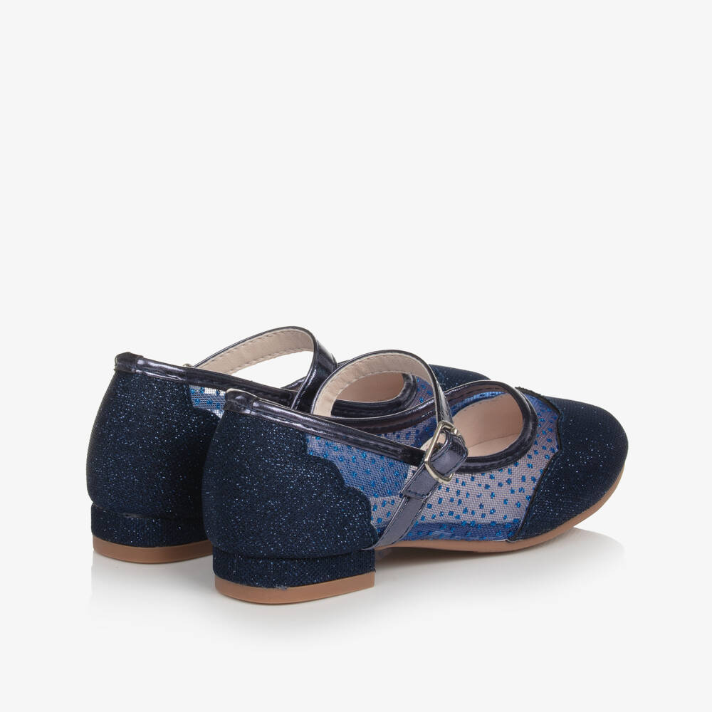 Sevva-Girls Navy Sparkle Mesh Shoes | Childrensalon Outlet