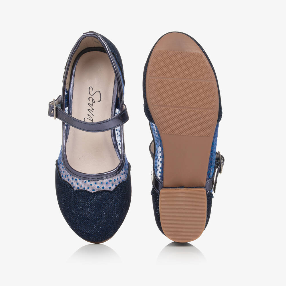 Sevva-Girls Navy Sparkle Mesh Shoes | Childrensalon Outlet