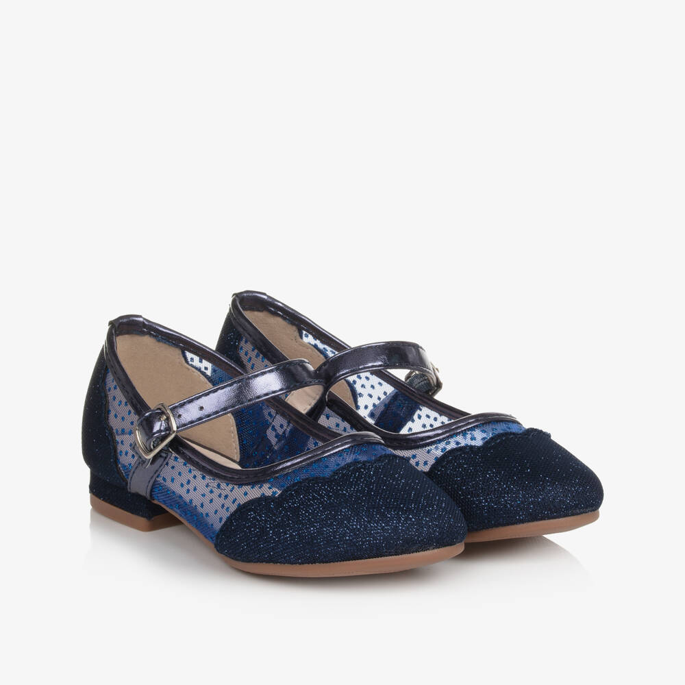 Sevva-Girls Navy Sparkle Mesh Shoes | Childrensalon Outlet