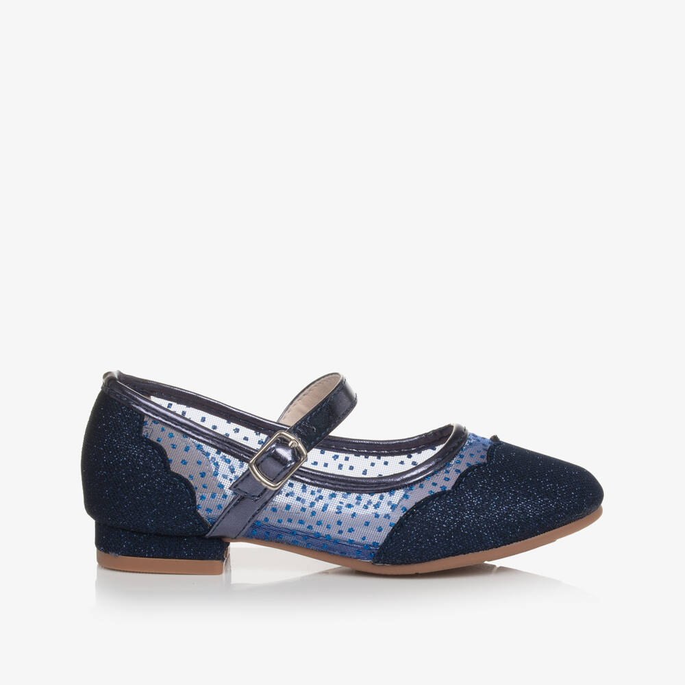 Sevva-Girls Navy Sparkle Mesh Shoes | Childrensalon Outlet