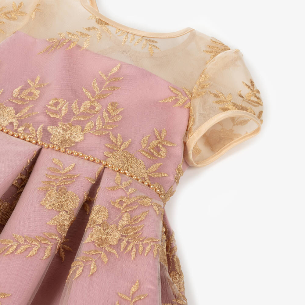 Sevva-Платье из розового атласа и фатина для девочек | Childrensalon Outlet