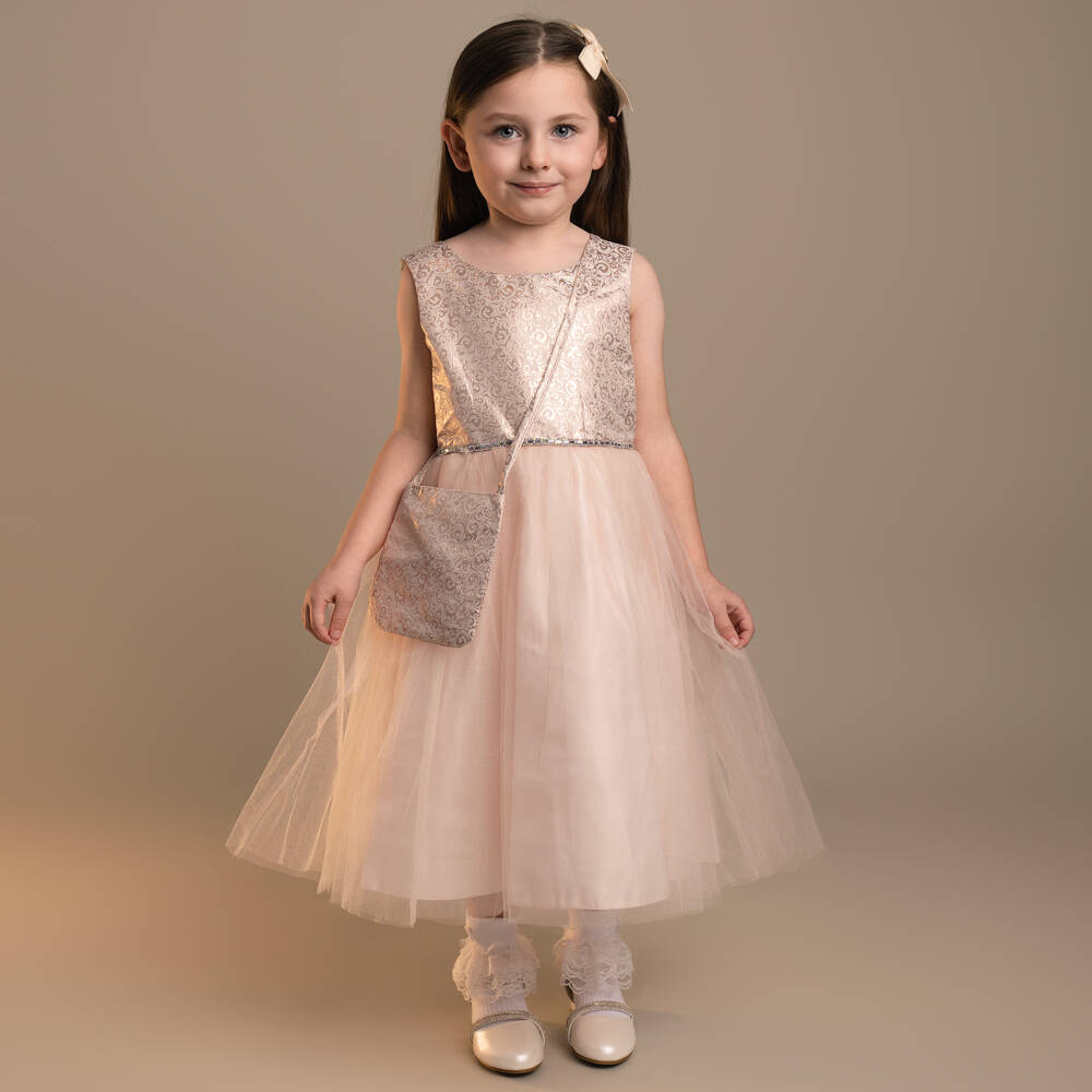 Sevva-Розовый атласный и тюлевый ансамбль для девочек | Childrensalon Outlet