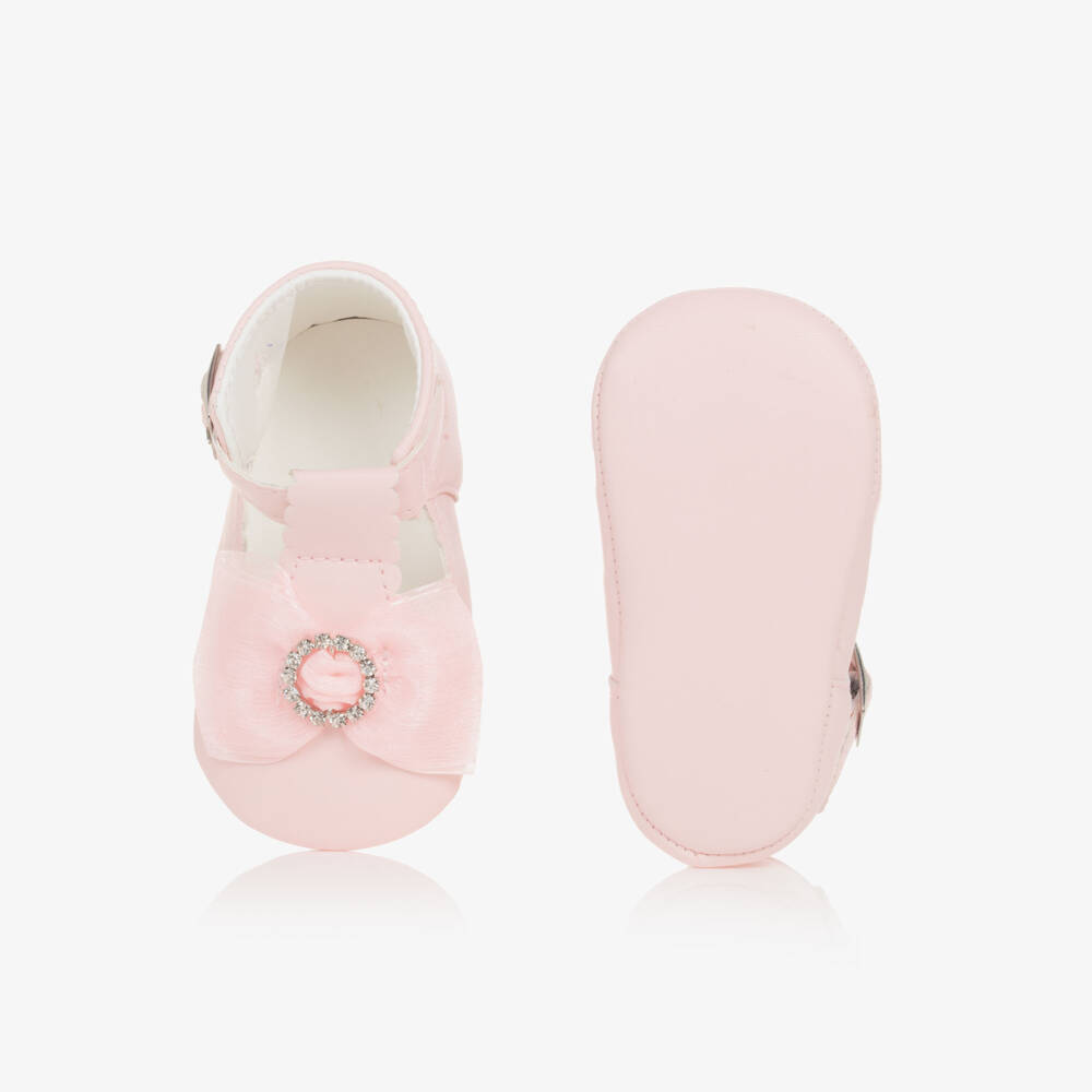 Sevva-Girls Pink T-Bar Bow Shoes | Childrensalon Outlet