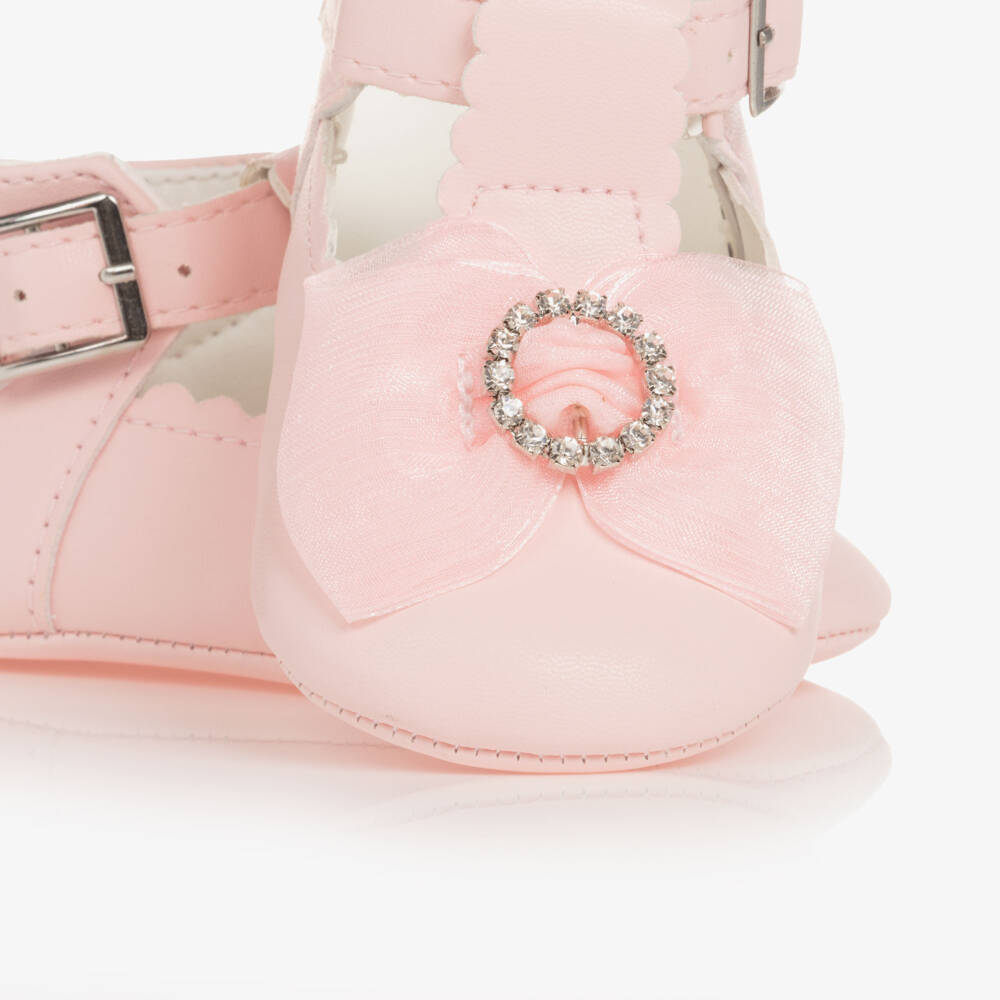 Sevva-Girls Pink T-Bar Bow Shoes | Childrensalon Outlet
