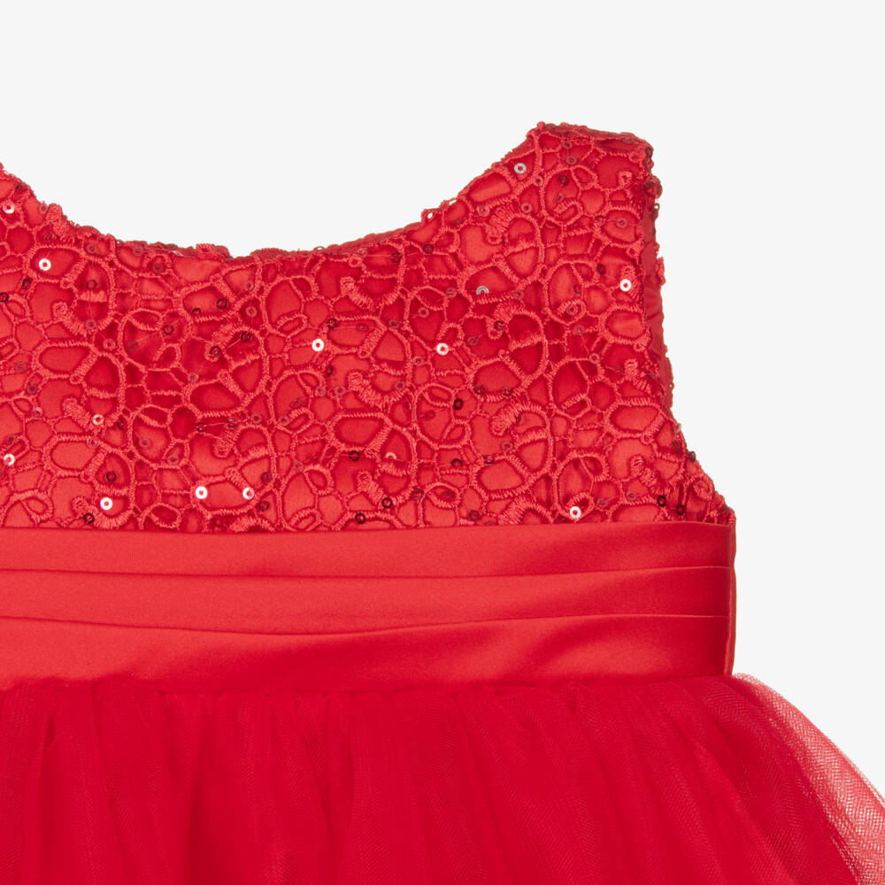Sevva-Платье из алого тюля с блестками для девочек | Childrensalon Outlet