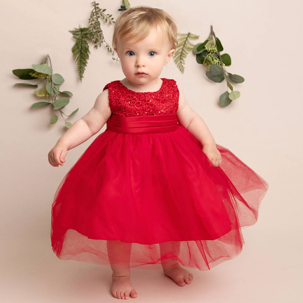 Sevva-Платье из алого тюля с блестками для девочек | Childrensalon Outlet