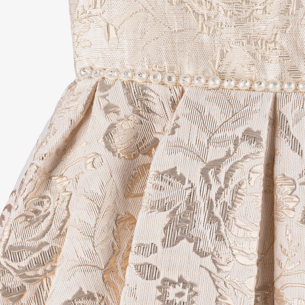 Sevva-Girls Shimmering Gold Floral Dress | Childrensalon Outlet
