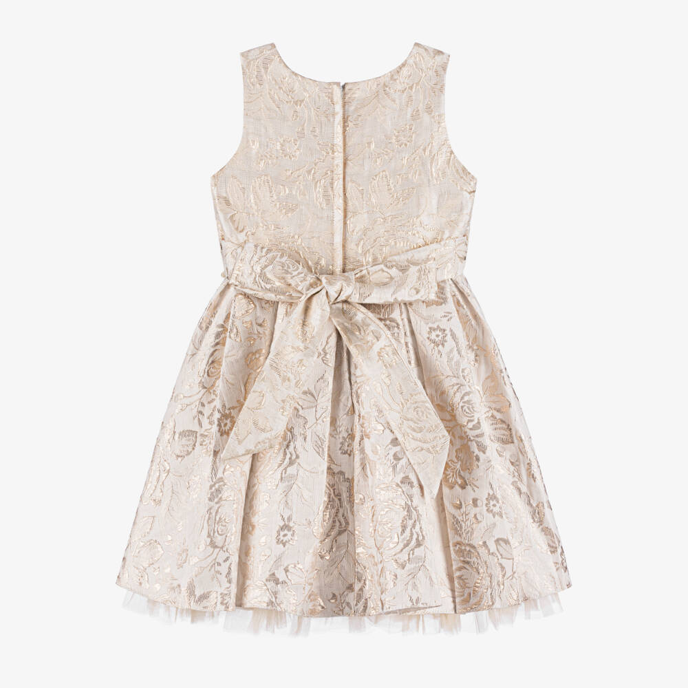 Sevva-Girls Shimmering Gold Floral Dress | Childrensalon Outlet