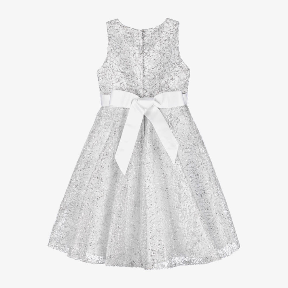 Sevva-Girls Silver & White Sparkle Dress | Childrensalon Outlet