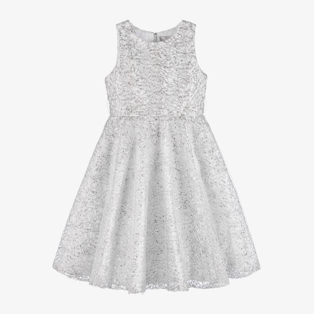 Sevva-Girls Silver & White Sparkle Dress | Childrensalon Outlet