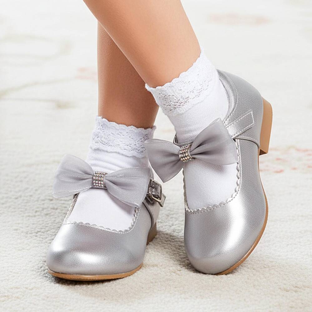Sevva-Girls Sparkling Silver Bar Shoes | Childrensalon Outlet