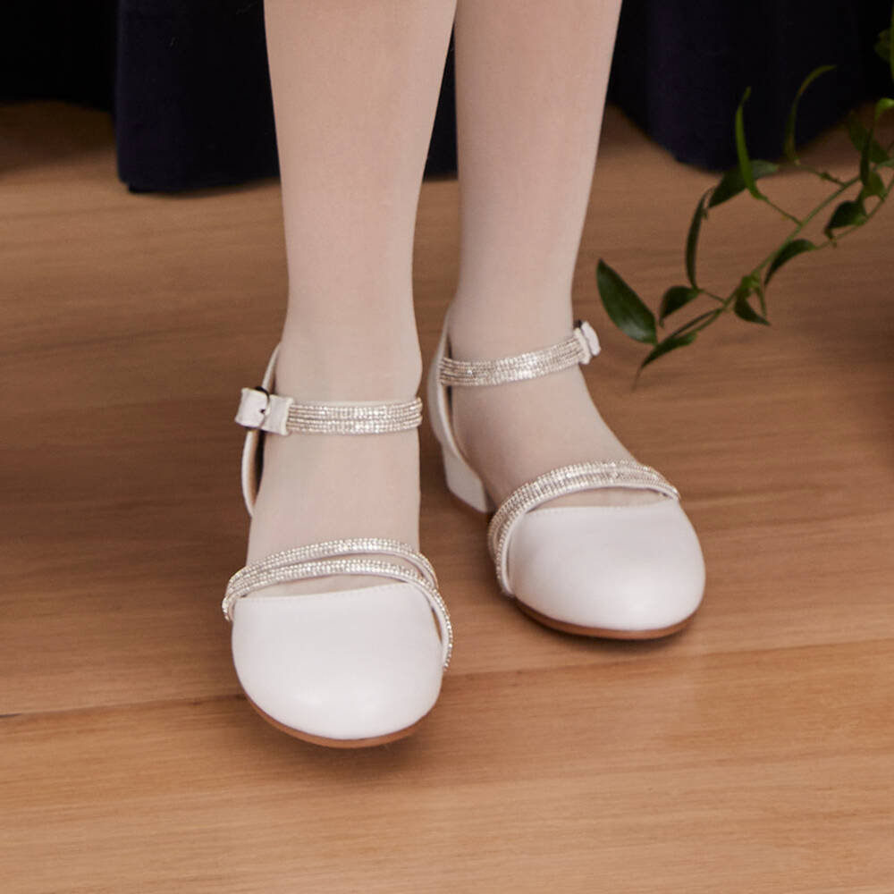 Sevva-Girls Sparkling White Dress Shoes | Childrensalon Outlet