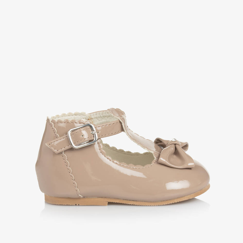 Sevva-Girls T-bar - Beige Patent | Childrensalon Outlet