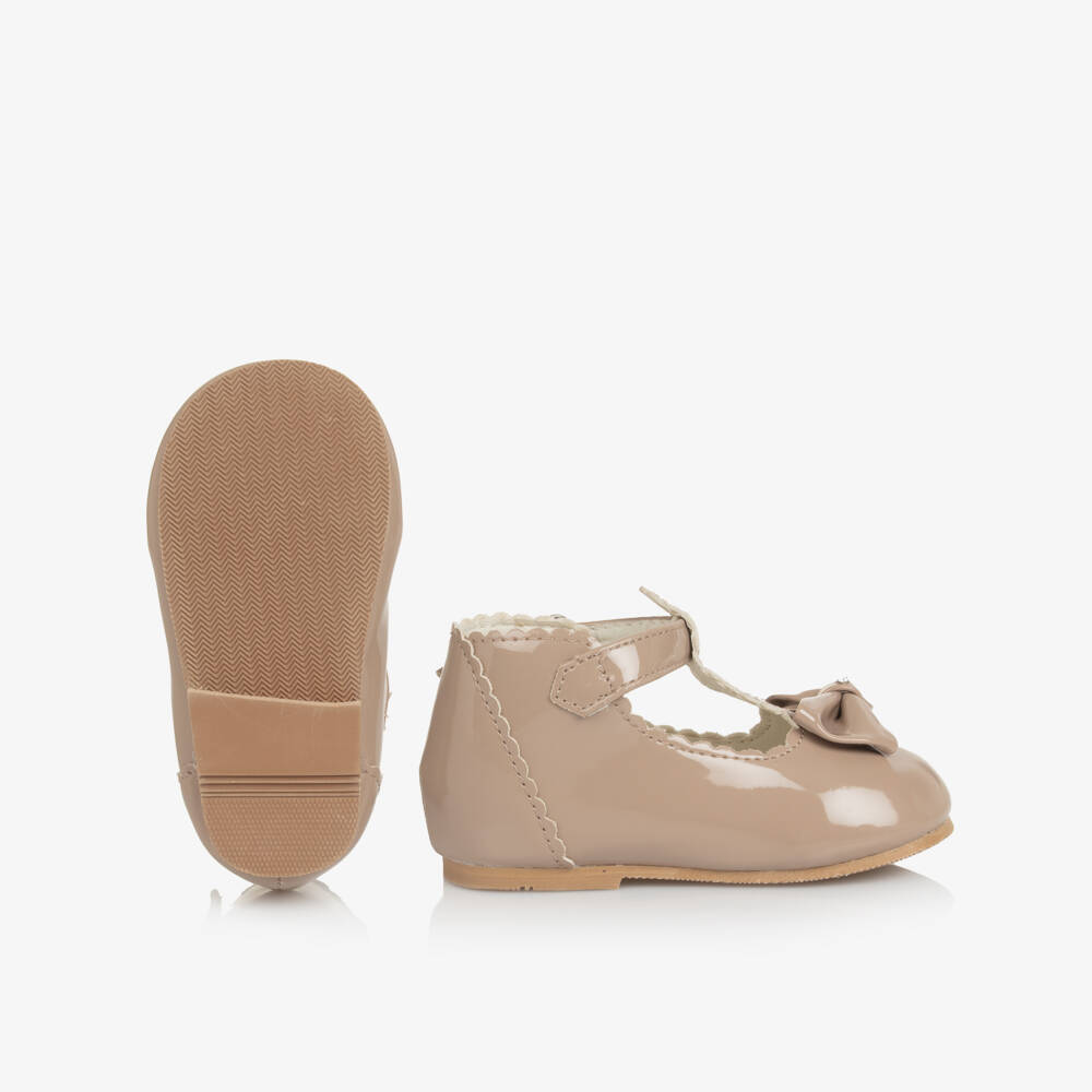 Sevva-Girls T-bar - Beige Patent | Childrensalon Outlet