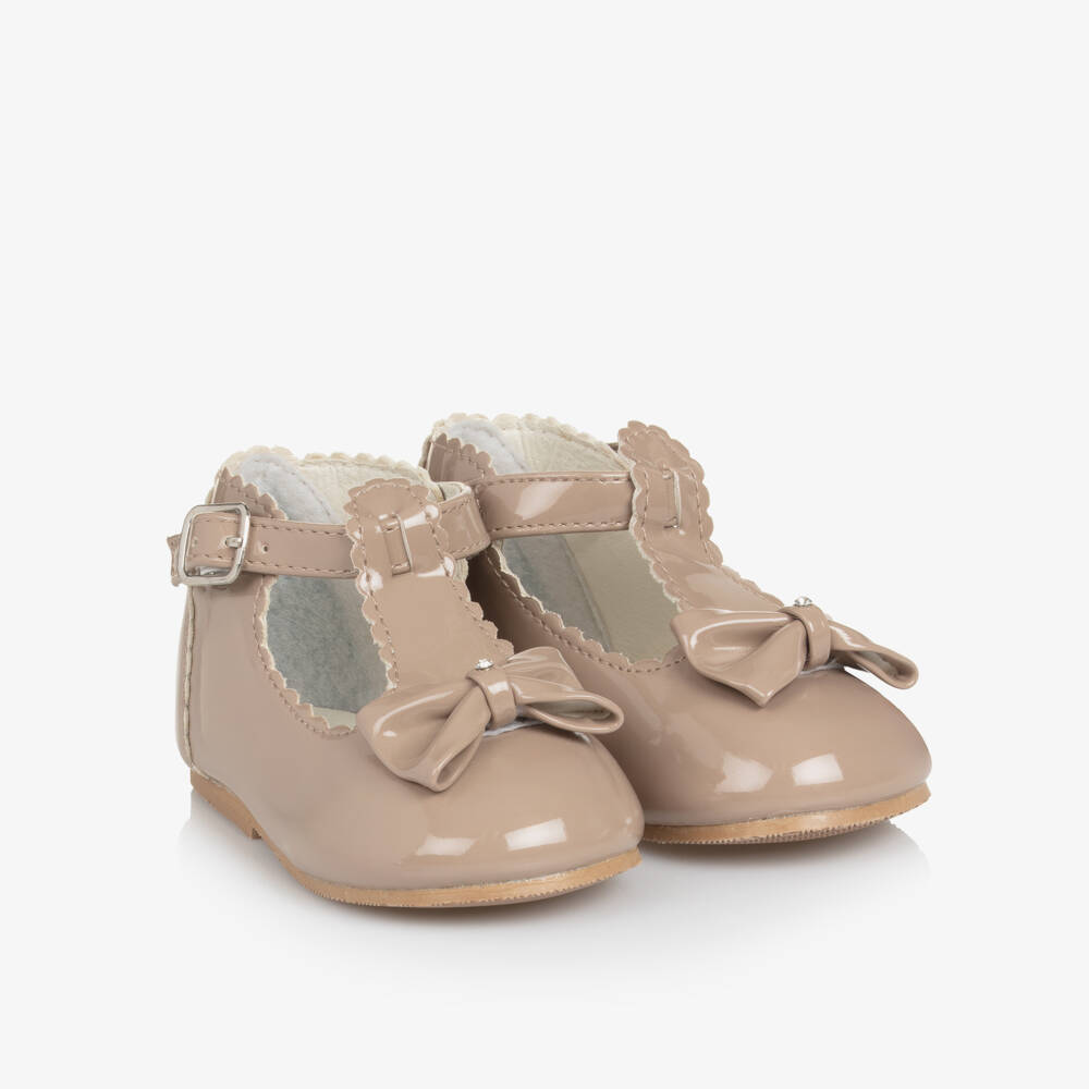 Sevva-Girls T-bar - Beige Patent | Childrensalon Outlet