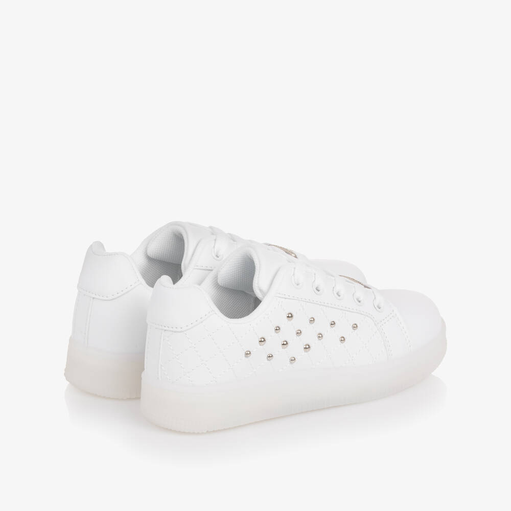 Sevva-Girls White Studded Light-Up Trainers | Childrensalon Outlet