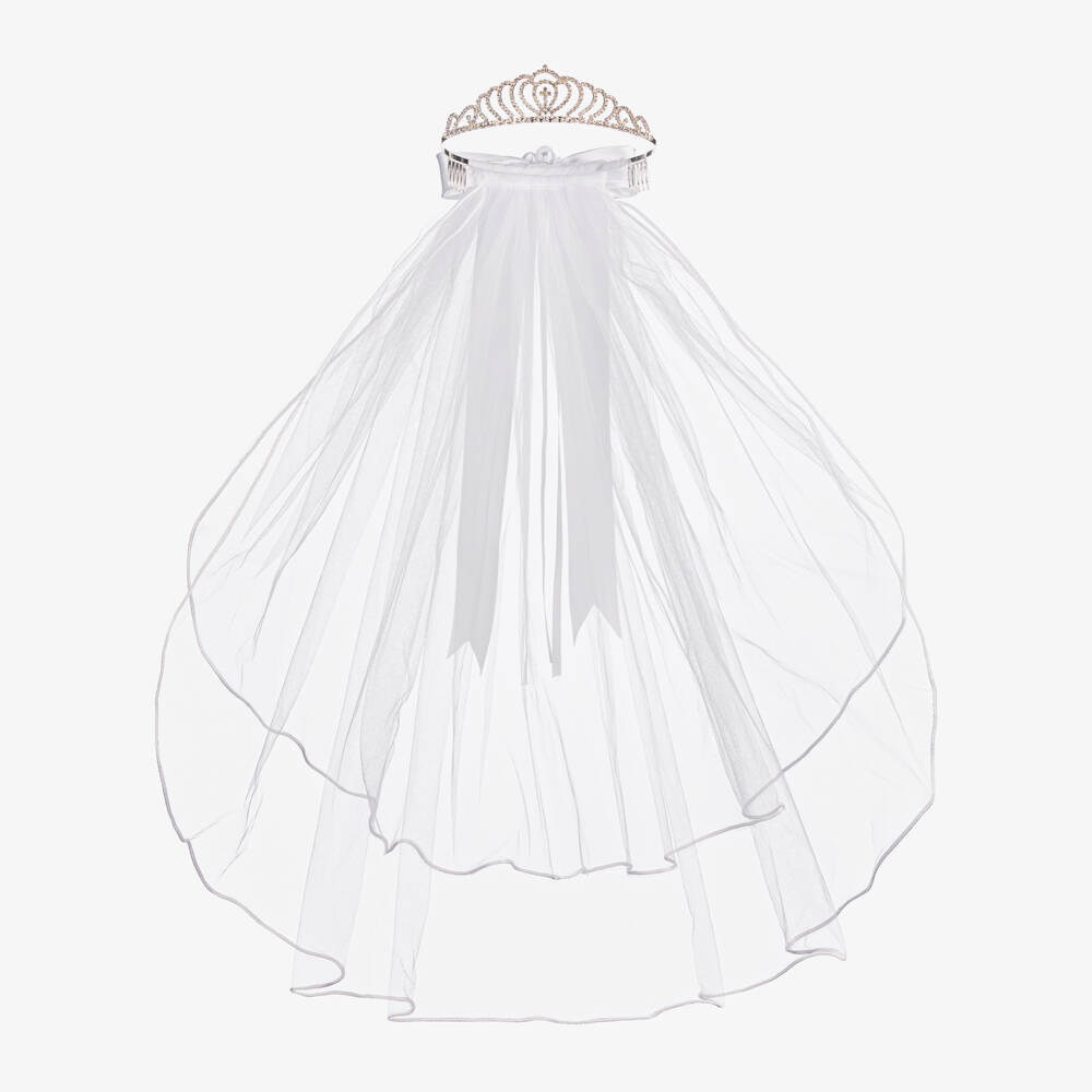 Sevva-Girls White Tulle & Diamanté Tiara | Childrensalon Outlet
